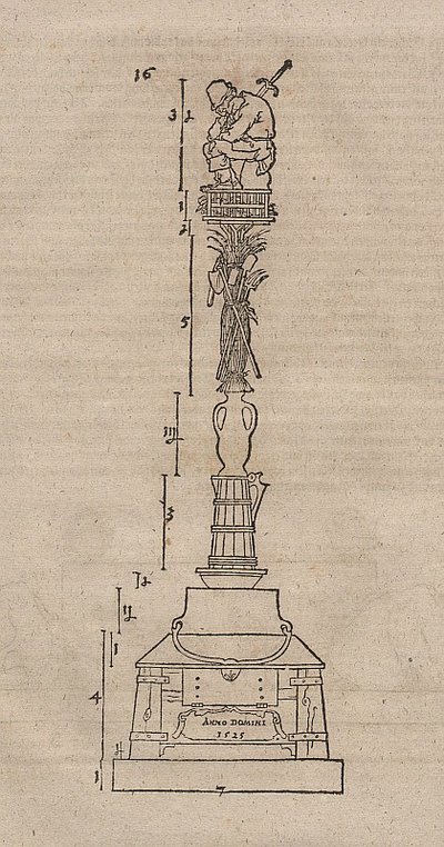 Diseño de una columna conmemorativa para la revuelta campesina de Albrecht Dürer